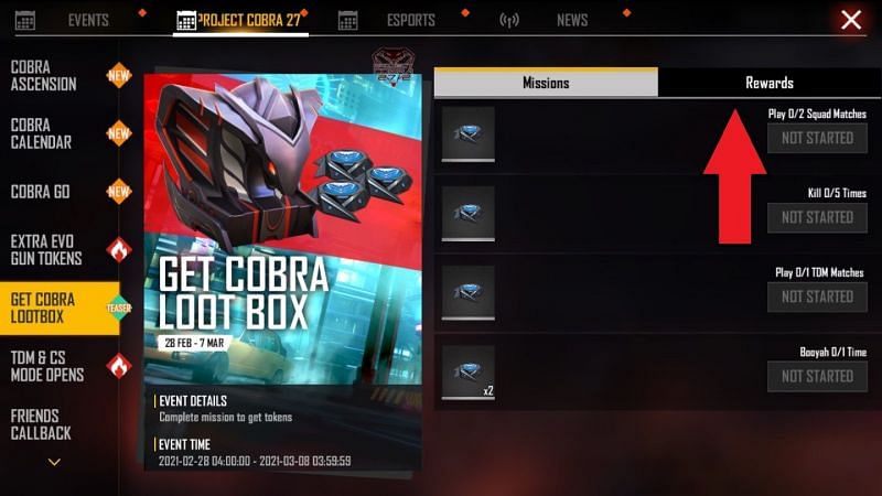 Click on the Rewards section